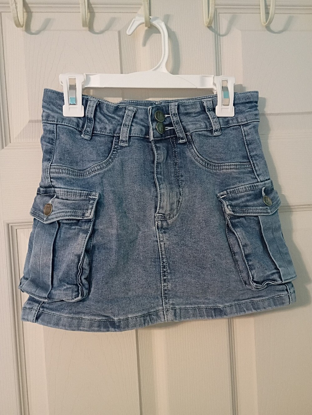 Elleven Denim Cargo Mini Skirt Blue Jean Utility Pockets Size XS